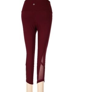 Lululemon Red High-Waisted Leggings with Mesh Panels